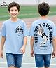HoneyHap Disney Single Jersey Knit Half Sleeves T-Shirt With Front & Back Mickey Mouse Graphics - Light Blue