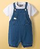 Little Kangaroos Knit Solid Dungaree & Half Sleeves Inner Tee - Light Blue