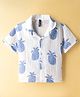 Little Kangaroos Cotton Woven Half Sleeves Shirt with Pineapple Print - Light Blue