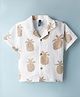 Little Kangaroos Cotton Woven Half Sleeves Shirt with Pineapple Print - Khaki