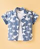 Little Kangaroos Cotton Woven Half Sleeves Tree Printed Shirt with T-Shirt - White & Blue