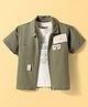Little Kangaroos Cotton Knit Half Sleeves Solid Shirts With T-Shirt - Green
