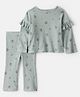 Carter's Cotton Woven Full Sleeves T-Shirt & Lounge Pant Co-Ord Set with Floral Print - Sea Green
