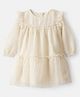 Carter's Tulle Woven to Knit Full Sleeves Sparkle Polka Dot Printed Frock - Ivory