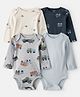 Carter's Cotton Woven Full Sleeve Car Printed Onesies Pack of 4  (Print May Vary)