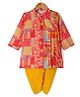 Babyhug Select Woven Full Sleeves Kurta Dhoti Set Motif Floral Print - Coral