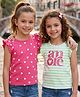 Honeyhap Premium 100% Cotton Knit Half Sleeves Printed Tops With Bio Finish - Hot Pink & Bright White