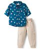 Babyhug Cotton Woven Full Sleeves Shirt & Lounge Pant Set With Air Balloon Print - Multicolor
