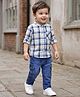 Babyhug Cotton Woven Full Sleeves Checks Shirt & Denim Jeans Set - Multicolor