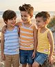 Babyhug 100% Cotton Knit Sleeveless Striped & Animal Printed Sando Pack Of 3 - Multicolour