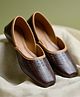 NZS Floral Detailed Slip On Mojaris - Brown
