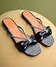 NZS Bow Applique Detailed Rhinestones Embellished Sandals - Black
