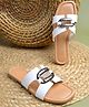 NZS Abstract Applique Detailed Slip On Sandals - White