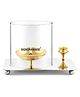 SignoraWare Aarti Diya Decorative Brass Glass Oil Lamp | Tea Light Holder | Diya with Borosilicate Glass | Puja Dia for Mandir | Lantern Diya with Glass Cover