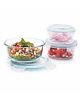 Signora Ware Lock 'N' Store High Borosilicate Bakeware Safe Glass Container Round (400 ml + 620 ml + 950 ml), Set Of 3, Transparent