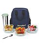 SignoraWare Social Borosilicate Glass Medium Lunch Box Set | Airtight & Leakproof | Microwave Safe | Ideal for Office, Picnic & Outdoor Activities (400ml x 3 + 750ml Glass bottle | Set of 4 | Clear)