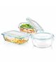 Signoraware Lock N Store Glass Storage Containers Set| Airtight & Leak-Proof| Microwave Safe| Ideal for Office & Travelling| Gifting Set (320ml + 370ml + 400ml| Set of 3| Clear)