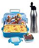SIGNORA WARE Delight C Chipmunk Stainless Steel Kids Lunch Box Set| Airtight & Leakproof| Ideal for School Kids| Great for Picnics & Outdoors (850ml+130ml+750ml Bottle| SkyBlue)