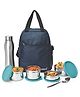 SignoraWare All Steel Fusion Jumbo Stainless Steel Lunch Box | Airtight & Leakproof | Microwave Safe | Ideal for Office, School, Travel & Outdoor Use (500mlx2 + 350ml + 1 LTR | Set of 4 | Blue