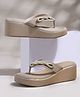 NZS Stone Embellished Heel Sandals - Beige