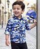 Rikidoos Cotton Woven Full Sleeves Shirt With Camouflage Print - Blue
