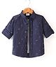 Rikidoos Cotton Woven Full Sleeves Basketball Printed Shirt With Attached Inner Tee - Navy Blue