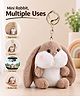 Play Nation Rabbit Plush Key chain| Soft Miniature Animal Stuffed Toy Key ring| Decorative Portable Bag Accessory & Gifting Toy for Kids & Teens|Safe Fabric|BIS Certified|Beige|Height- 15 cm