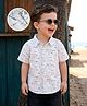 Mark & Mia 100% Cotton Woven Half Sleeves Oversize Animal Printed Shirt With Pocket  - White