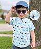 Mark & Mia Cotton Woven Shirts Half Sleeves Oversize Printed with Pocket Detailing Light Blue Aop 9-12 Months