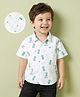 Mark & Mia 100% Cotton Woven Half Sleeves Dino Printed Shirt - White