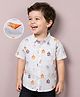 Mark & Mia 100% Cotton Woven Half Sleeves House Printed Oversize Shirt - White