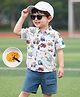 Mark & Mia Cotton Knit Half Sleeves Oversized Shirt & Denim Cotton Lycra Shorts Set with Vehicle Print - Multicolor