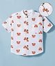 Mark & Mia Woven Half Sleeves Bear Printed Oversized Shirt with Pocket Detailing - White