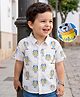 Mark & Mia Cotton Woven Half Sleeves Dog Robot Printed Oversize Shirt With Pocket Detailing - White