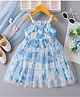 Mark & Mia Sleeveless Printed Tiered Frock with Pearl Detailing - Light Blue