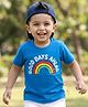 Babyhug Cotton Knit Half Sleeves T-Shirt with Rainbow & Text Print - Blue