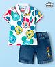 Babyhug Disney Single Jersey Knit Half Sleeves Polo T-Shirt & Shorts Set with Mickey Mouse Graphic - Multicolor