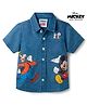 Babyhug Disney Half Sleeve Denim Shirt with Mickey Mouse Graphic - Blue
