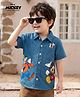 Babyhug Disney Half Sleeve Denim Shirt with Mickey Mouse Graphic - Blue