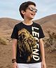 Pine Kids Cotton Knit T-Shirt with Lion Print Jet Black 11-12 Years