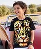 Pine Kids Cotton Knit T-Shirts Tiger Graphic Print Jet Black 6-7 Years