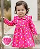 Babyhug 100% Cotton Knit Full Sleeves Floral Printed Frock With Bloomer - Pink