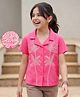 Pine Kids 100% Cotton Woven Half Sleeves Floral Embroidered Top - Pink