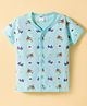 Tango Single Jersey Knit Half Sleeves Aeroplane & Helicopter Printed Jhabla - Aqua Blue