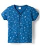 Tango Interlock Knit Half Sleeves Nautical Theme Printed Jhabla - Blue