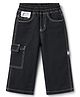 Little Kangaroos Denim Woven Full Length Washed Jeans With Pockets - Black