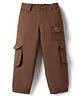 Little Kangaroos Cotton Woven Full Length Solid Color Joggers with Pocket - Brown