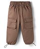 Little Kangaroos Cotton Woven Full Length Solid Color Joggers with Pocket - Brown