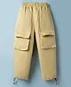 Little Kangaroos Cotton Woven Full Length Solid Color Joggers with Pocket - Mustard