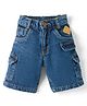 Little Kangaroos Denim Woven Knee Length Solid Color Shorts - Navy Blue